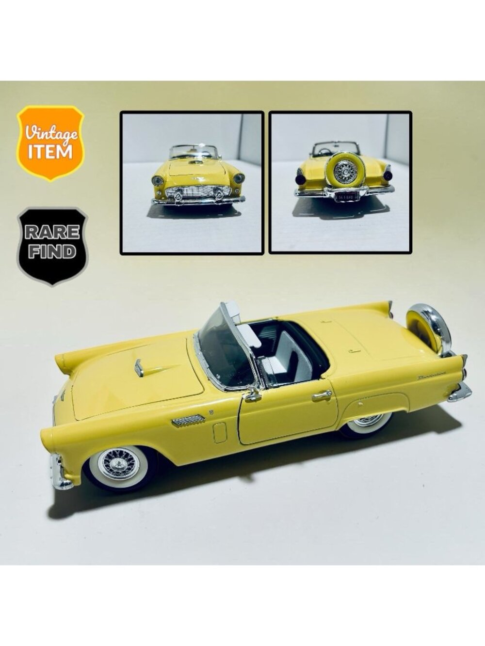 1956 YELLOW  THUNDERBIRD Revell Masterpiece Convertibles 1:18 Die Cast Model.
